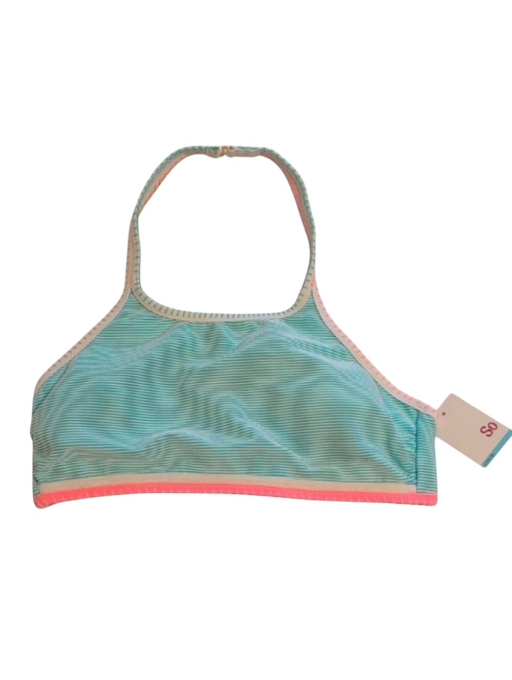 SO Mint and Pink Halter Bikini Top Juniors Size Large
